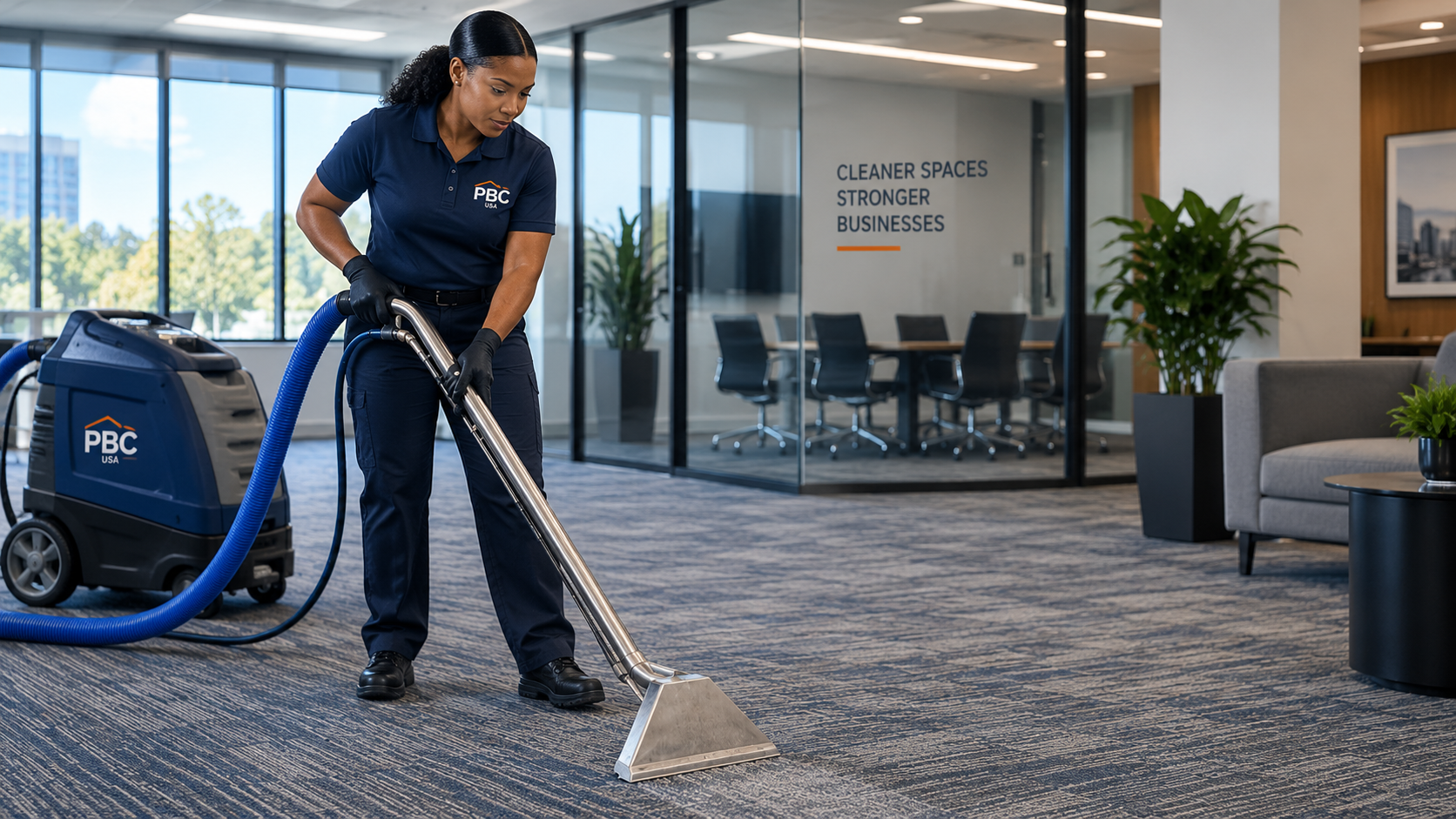 cleaning carpet in office