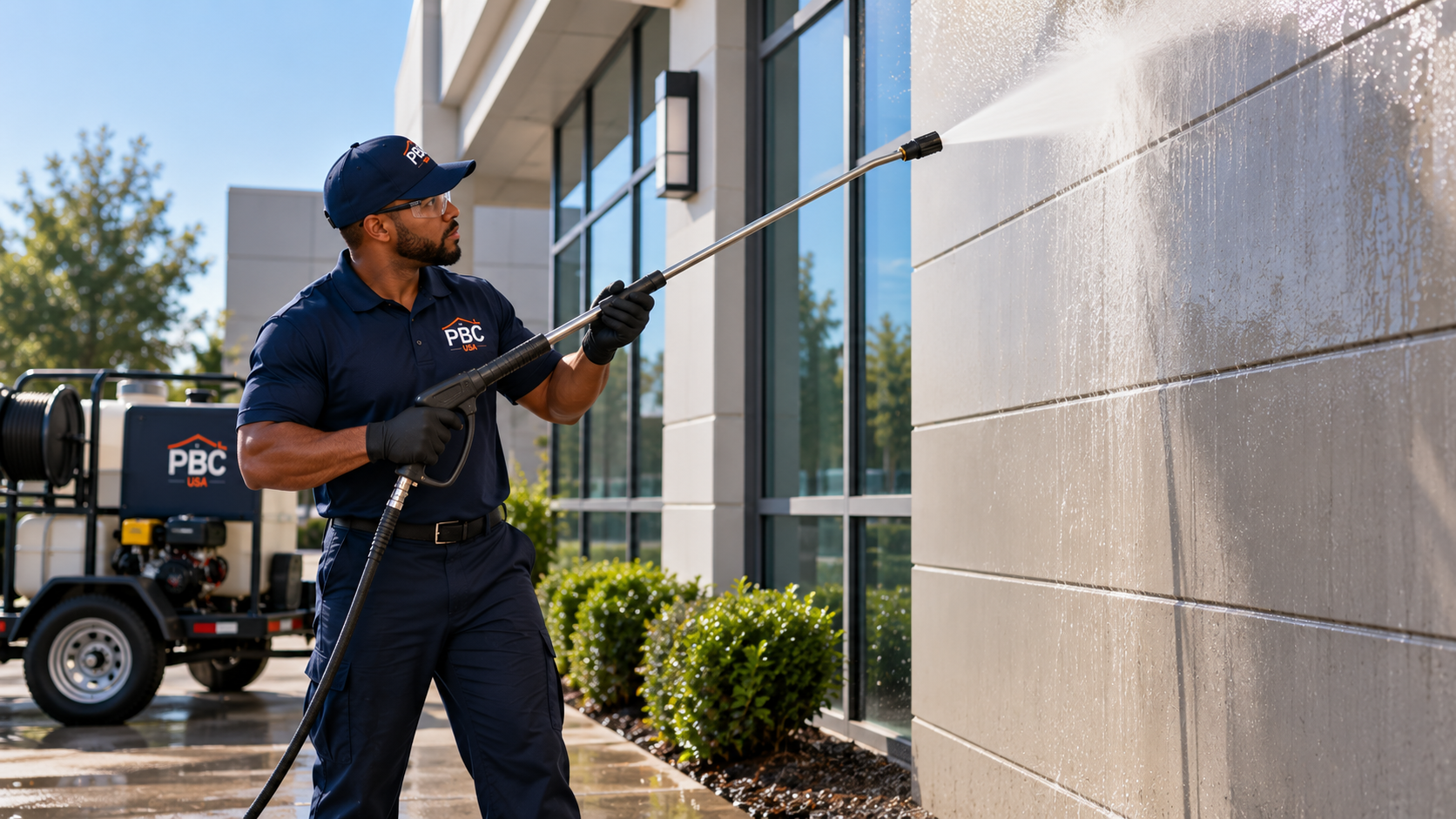 commercial pressure wash building exterior