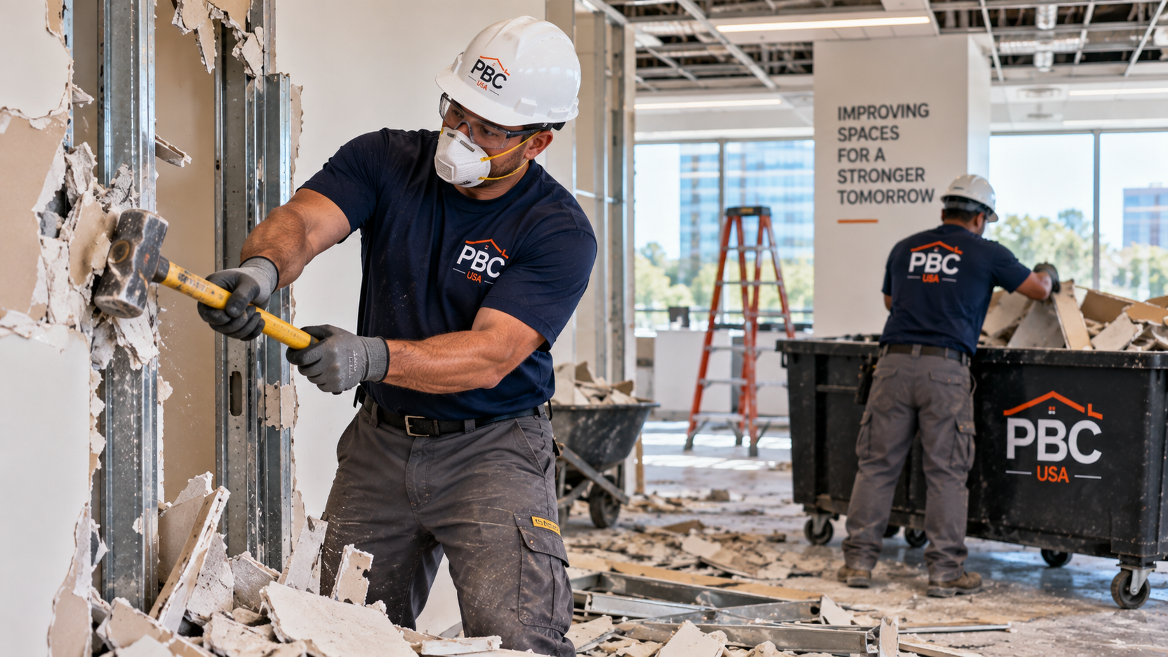 Commercial interior demolition and removal work in progress