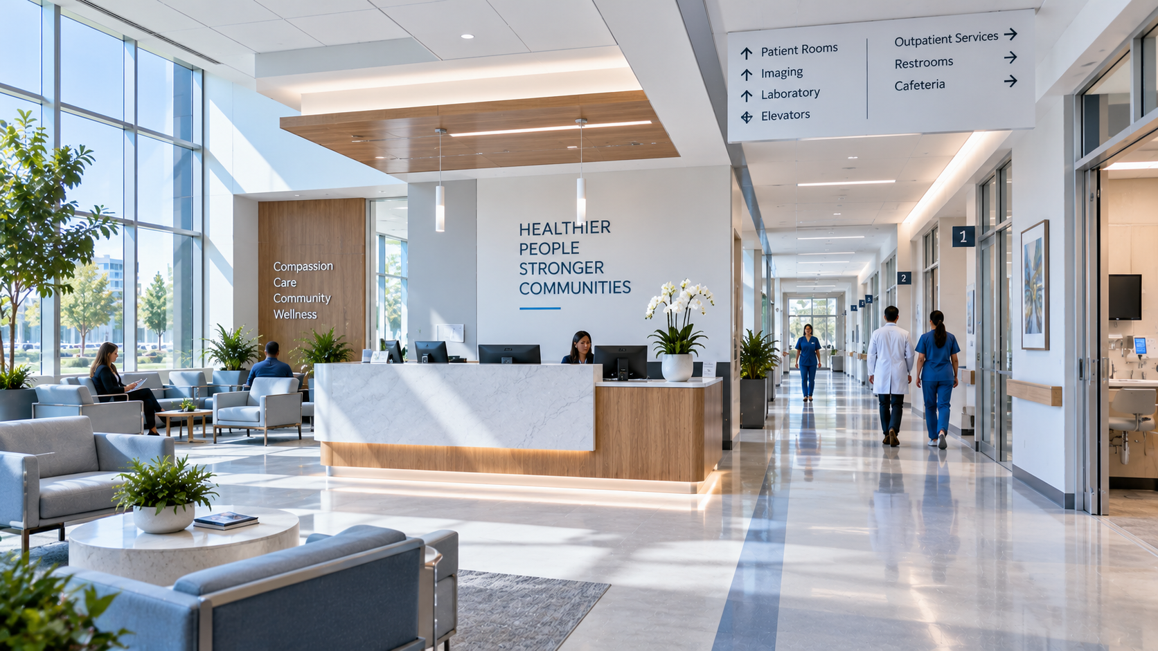 Modern healthcare and medical facility with clean professional patient and clinical spaces
